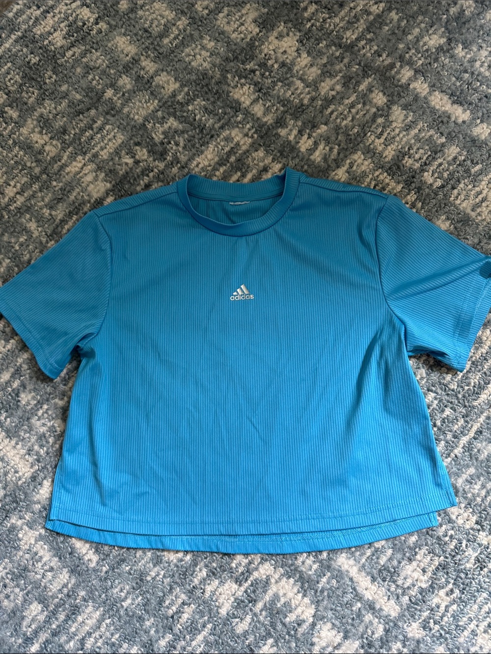 adidas Teal Blue Crewneck Ribbed Tee